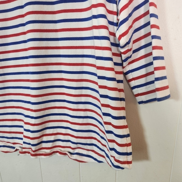 J Crew Red White Blue Oversized Striped Tee Size Small - Picture 8 of 16